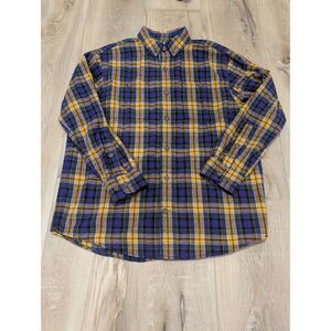 Duluth Trading Relaxed Fit Plaid Flannel Men’s M Purple Gold Vikings Colors